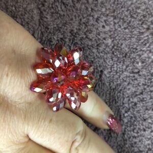 💍Red Acrylic Flower Ring - Adjustable back💍